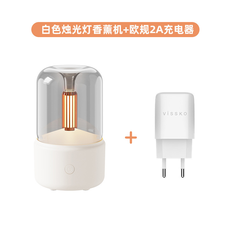 新款创意烛光香薰机 usb插电桌面氛围烛光灯家用香薰加湿器跨境|undefined