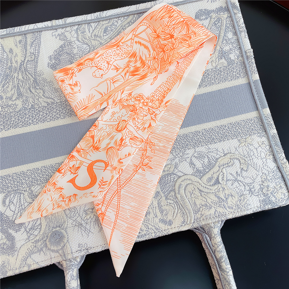 20g Weight Silk Scarf Classification Daily Occasion Silk Material Letter Pattern All Seasons Season Women'S Gender Printing Design Fashion Style Women's Fashion Letter Silk Printing Silk Scarves 49