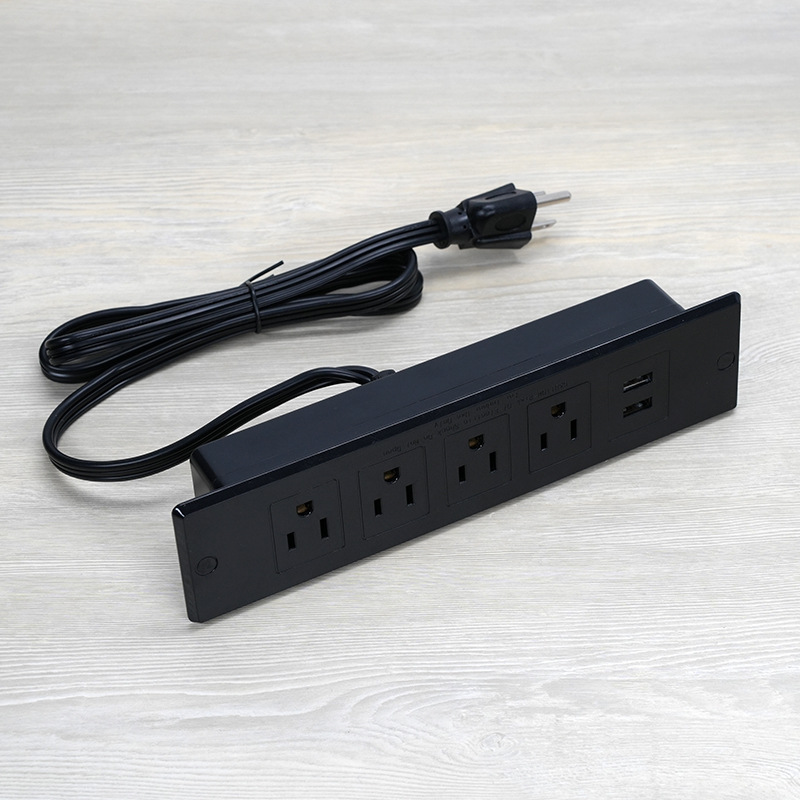 Manufacturer Certified US Standard Three-Prong USB-A Embedded Furniture Desk Socket US Standard Power Strip American Style Power Outlet