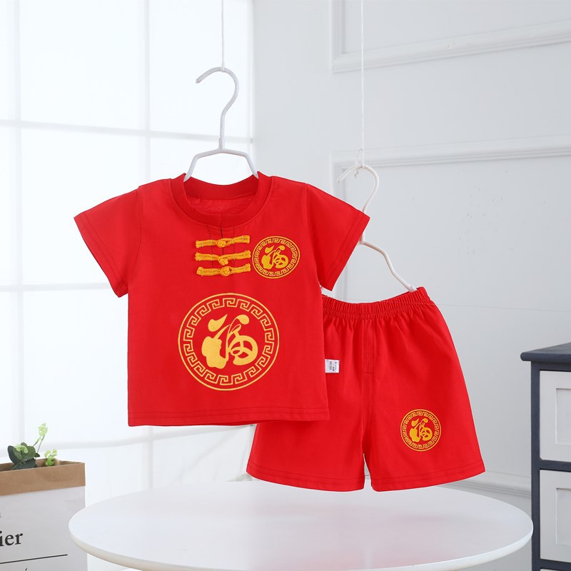 Traje de manga corta para niños Bebé Ropa de verano para niños delgados Bebé de manga corta Camiseta verano nuevo traje Tang