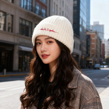 帽子秋冬女针织帽显脸小爱心情侣刺绣包头帽防寒保暖骑行毛线帽男