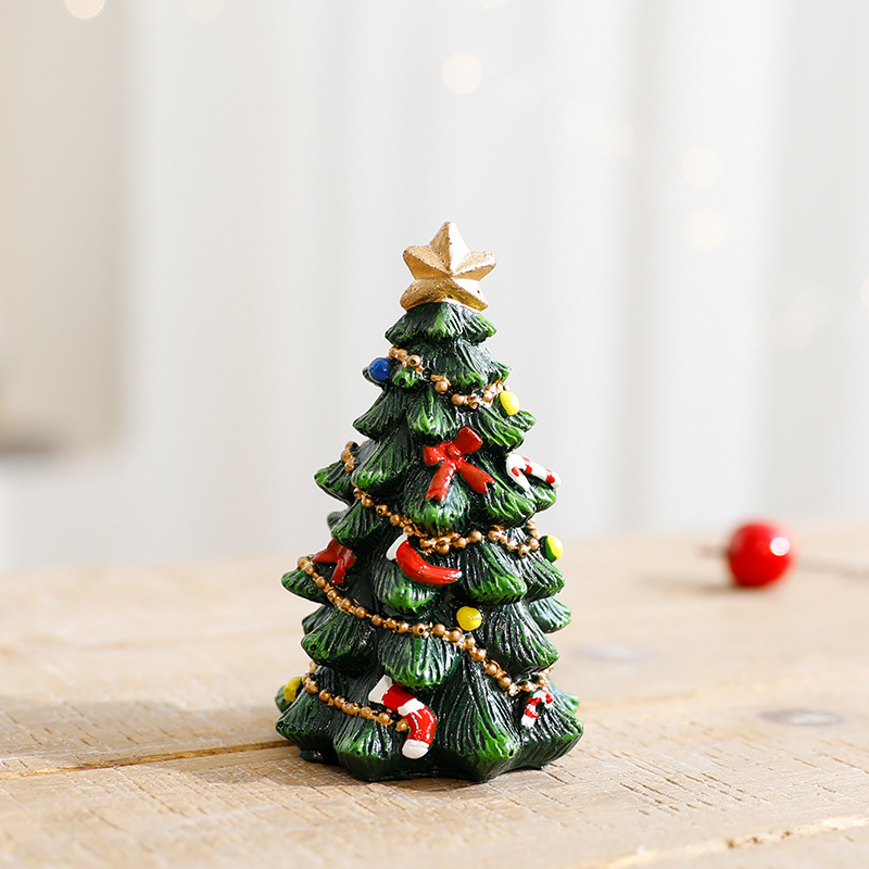 Resin Christmas Tree Decor Set – 13.5 Inch Large & Small Desktop Holiday Ornaments For Home & Party_voghion.com