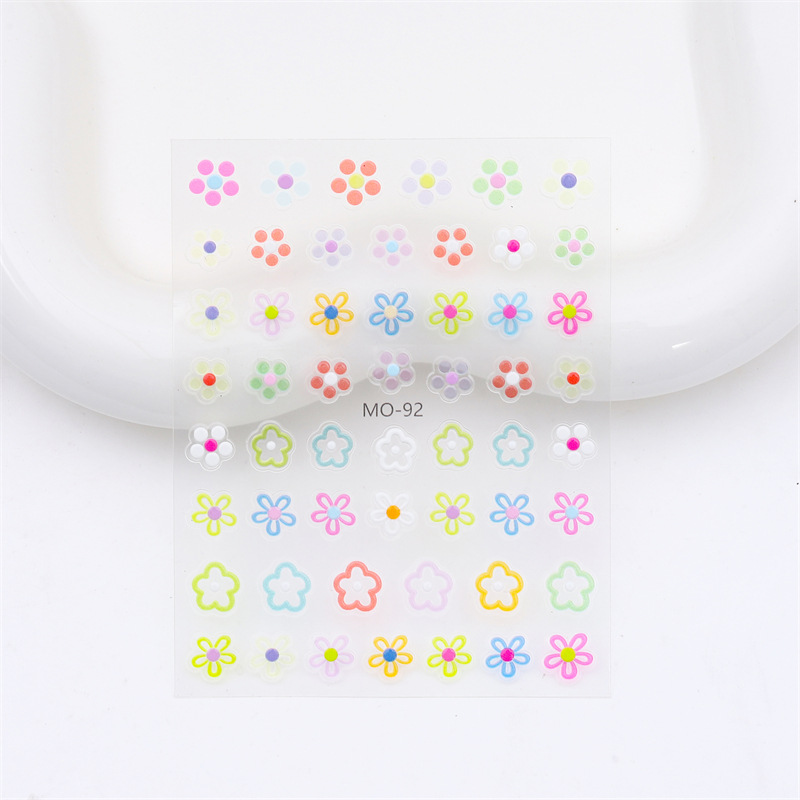 Nueva artesanía uñas arte tridimensional jalea alivio pegatinas dopamina flor estrella amor 3D impermeable uñas pegatinas