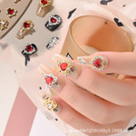 跨境宝石情人节美甲饰品新娘指甲合金饰品红大钻美甲锆石贴钻批发