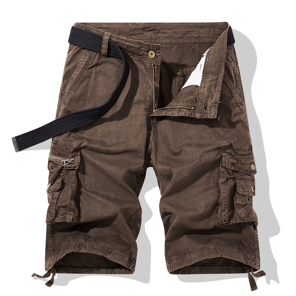 Pantalones cortos deportivos de verano para hombre, ropa de trabajo de marca a la moda, con múltiples bolsillos, corte holgado, talla grande, pantalones cortos informales de longitud media, estilo fino.
