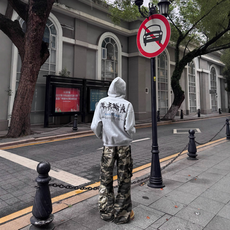 美式高街印花连帽卫衣男女秋季新款情侣款宽松外套衫|undefined