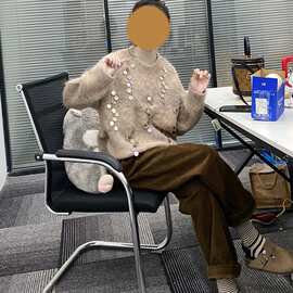 高级感超好看的设计感慵懒风杏色针织衫毛衣外套女新款秋冬季1817