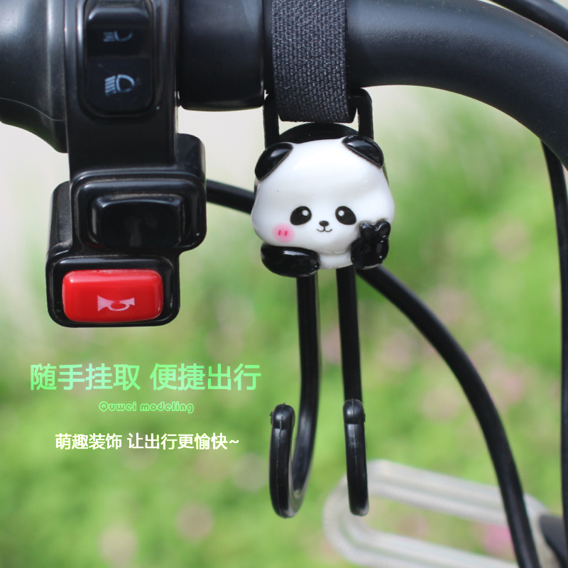 Gancho para coche eléctrico Gancho para colgar para motocicleta de carga universal delantero Gancho para llevar lindo panda