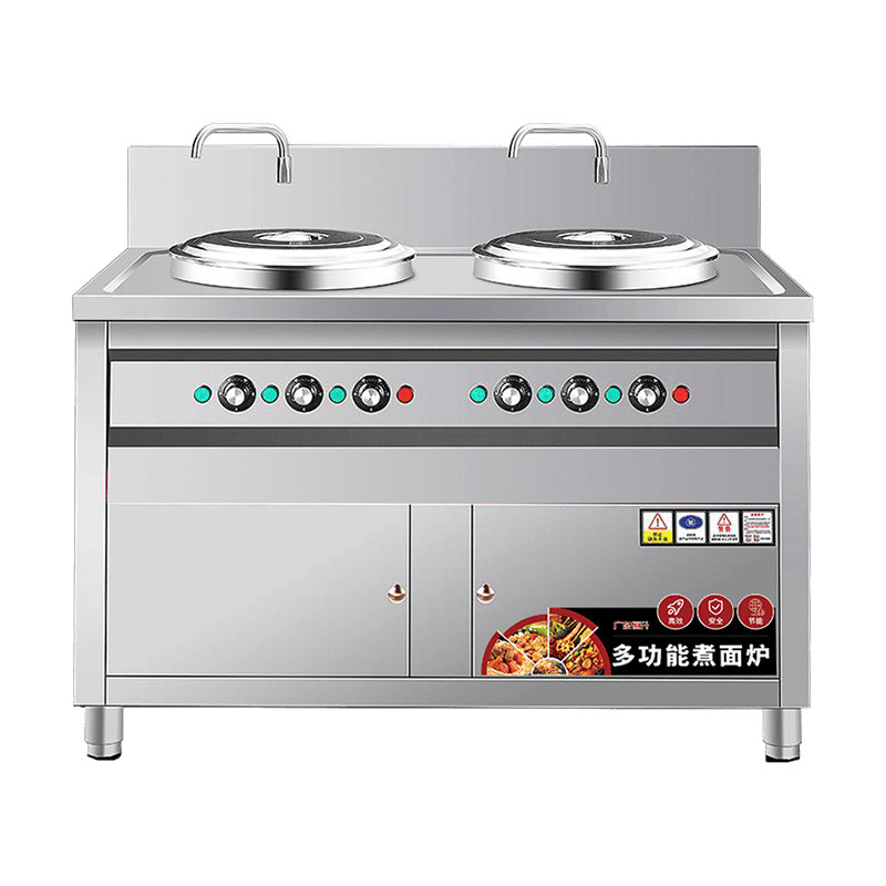 Horno de cocción de fideos de doble cabezal multifuncional gas comercial olla de cocción de fideos de doble barril calentamiento eléctrico olla de sopa de calor caliente cubo de fideos horno de sopa en polvo al por mayor