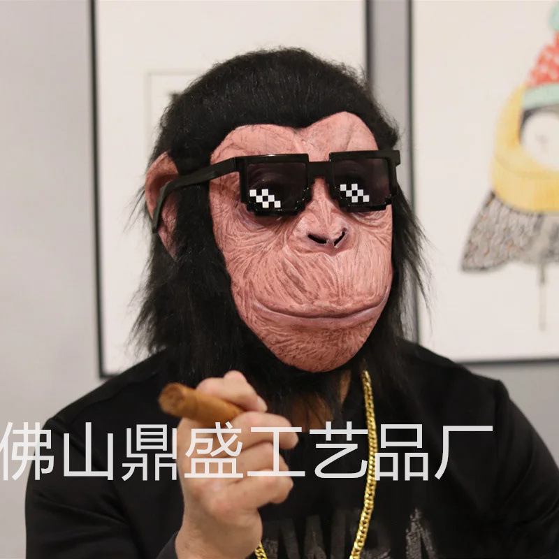 猫星人ラテックスマスクハロウィーン動物猫頭映画道具は緑魚砂彫刻ロバ猿ハスキーを責める