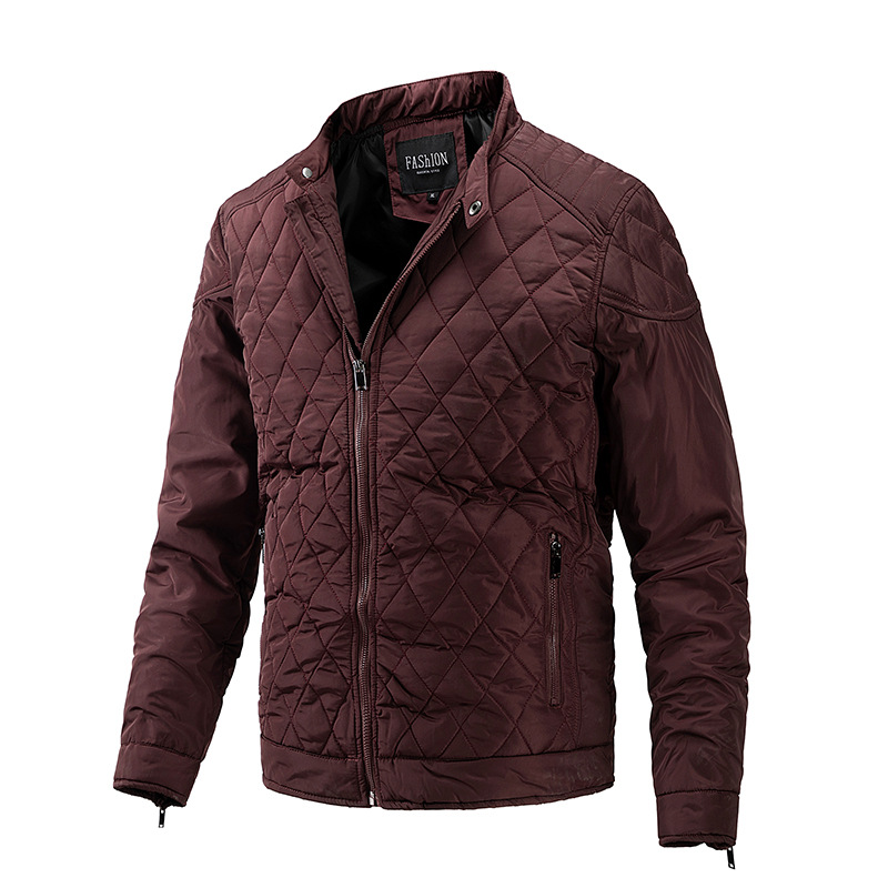 2024 Herbst Winter Leichte und dünne Kleidung Casual Diamond Stehkragen Baumwollmantel Herrenmode-Trend_voghion.com