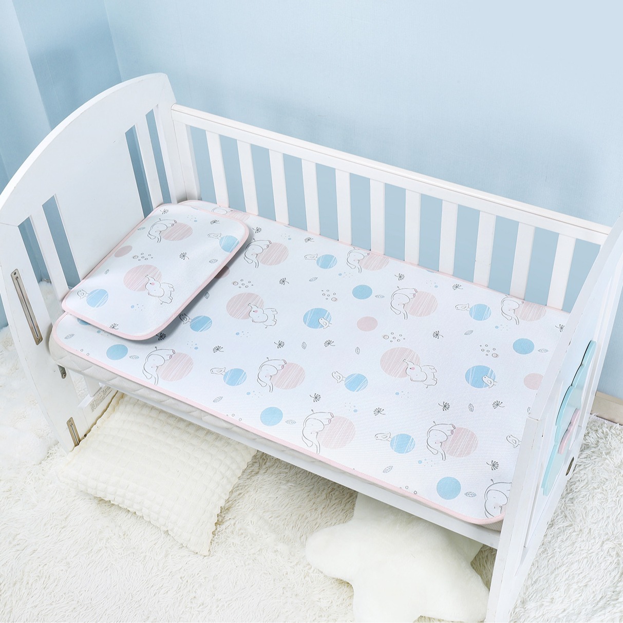 Children's Ice Silk Mat Baby Mat Baby Breathable Sweat Absorbing Kindergarten Summer Mattress Nap Mat