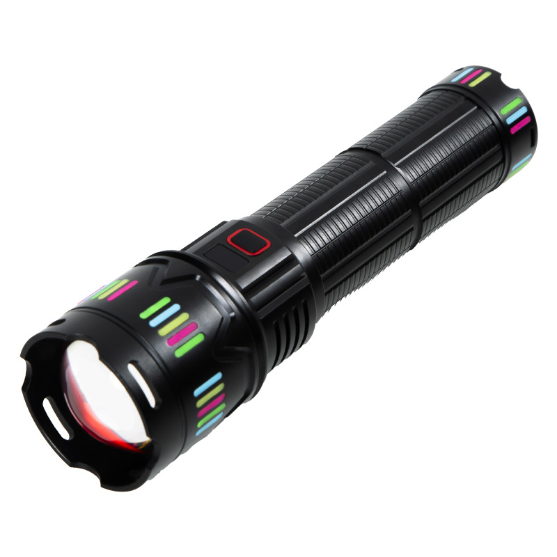 Nuevo cañón de explosión de luz fuerte transfronterizo, súper brillante, recargable, batería de larga duración, linterna de zoom de largo alcance para el hogar al aire libre