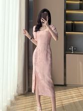 2025年夏季新款复古时尚气质温柔少女改良旗袍裙高端女神范连衣裙