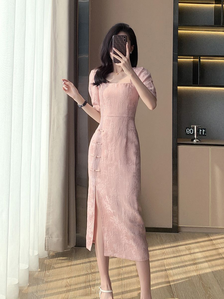 2025年夏季新款复古时尚气质温柔少女改良旗袍裙高端女神范连衣裙