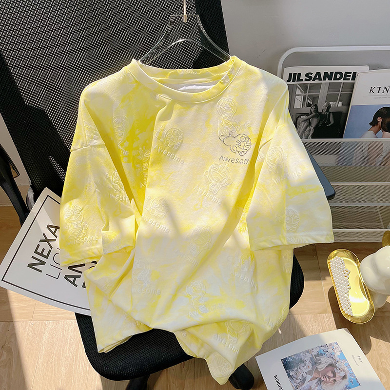 Foreign trade original order export big brand women's clothing more than a single cut label summer cartoon hot drilling cotton short sleeve t-shirt half sleeve top Foreign trade original order export big brand women's clothing more than a single cut label summer cartoon hot drilling cotton short sleeve t-shirt half sleeve top