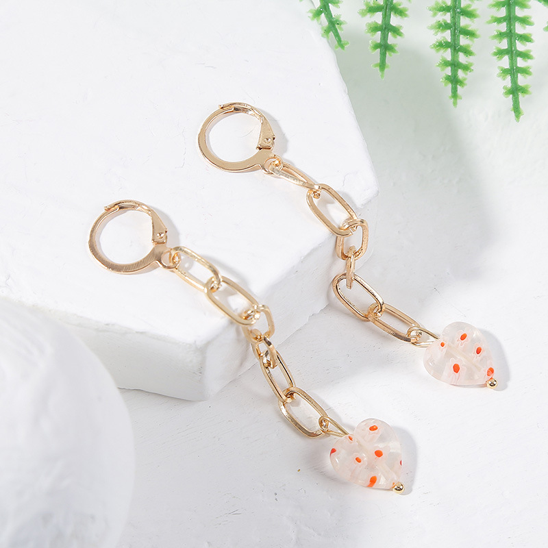 Tendance Bohème Boucles D&#39;oreilles En Verre Longues En Forme De Coeur Personnalité Créative Boucles D&#39;oreilles Chaîne Bijoux display picture 3