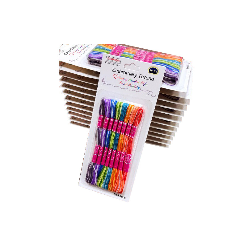 DMC hilo de punto de cruz tablero de bobinado 50 colores 100 colores traje 8 M hilo de bordado de algodón ecológico de 6 hilos 12 tarjetas de hilo al por mayor