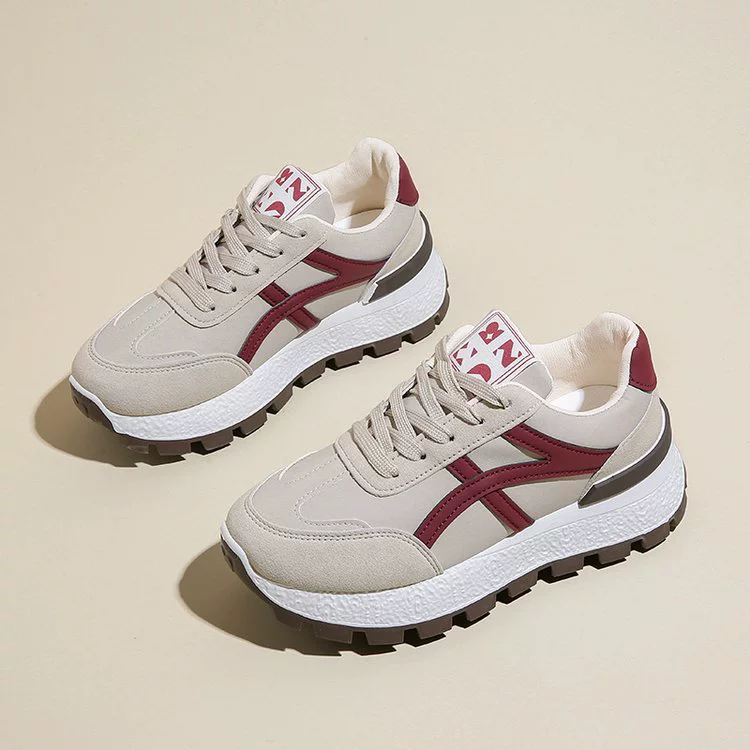 Женские кроссовки на толстой подошве 2025: новые ретро-кроссовки для активного отдыха с кожаной поверхностью, увеличивающие рост, повседневные спортивные кеды в стиле «dad shoes»