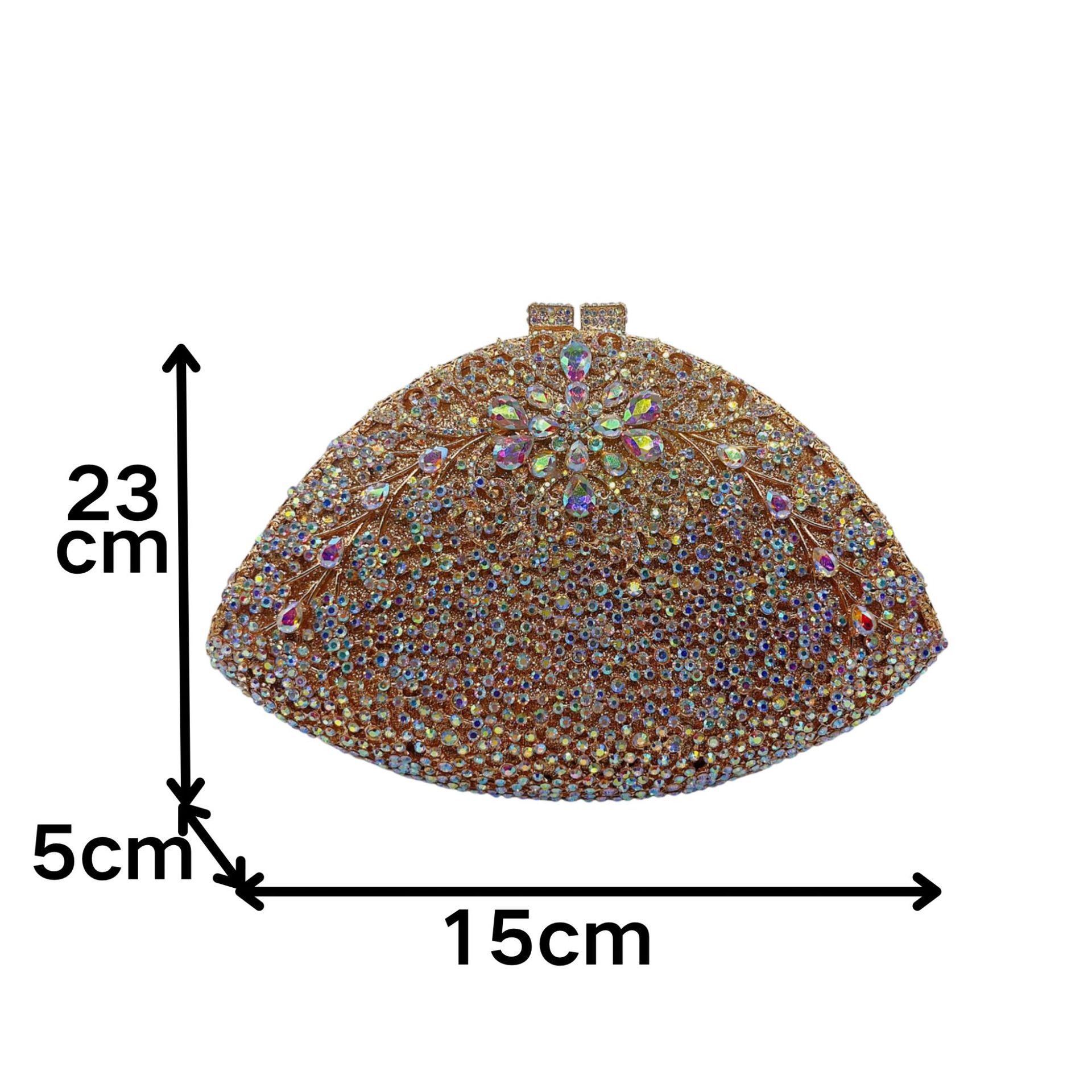 Túi clutch dạ hội đính kim cương hoa tử đằng phong cách Âu Mỹ — Màu vàng kim, Vàng AB, Đế vàng kim cương, Xanh nước hồ chi tiết 1