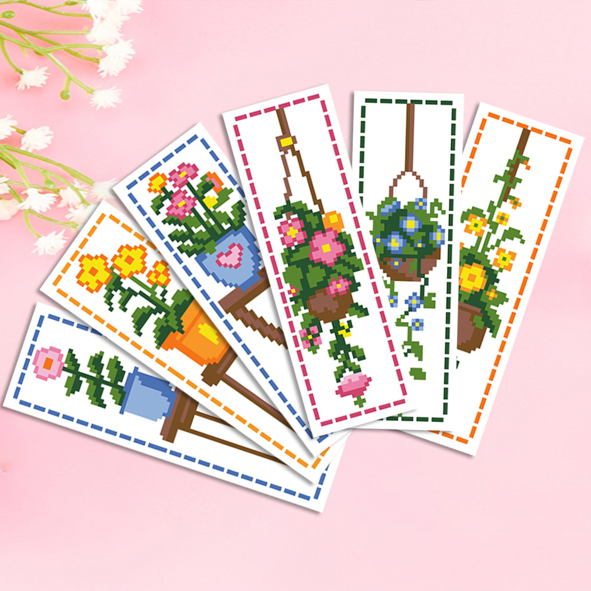Marcapáginas Floral de Punto de Cruz con Diseño de la Mona Lisa, Artesanía Cultural y Creativa de Alta Gama, Regalo Hecho a Mano