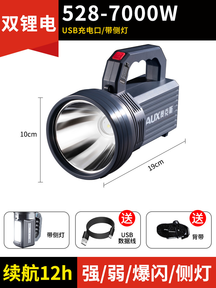7000w、バッテリー寿命12h、デュアルリチウムバッテリー、サイドライト付き