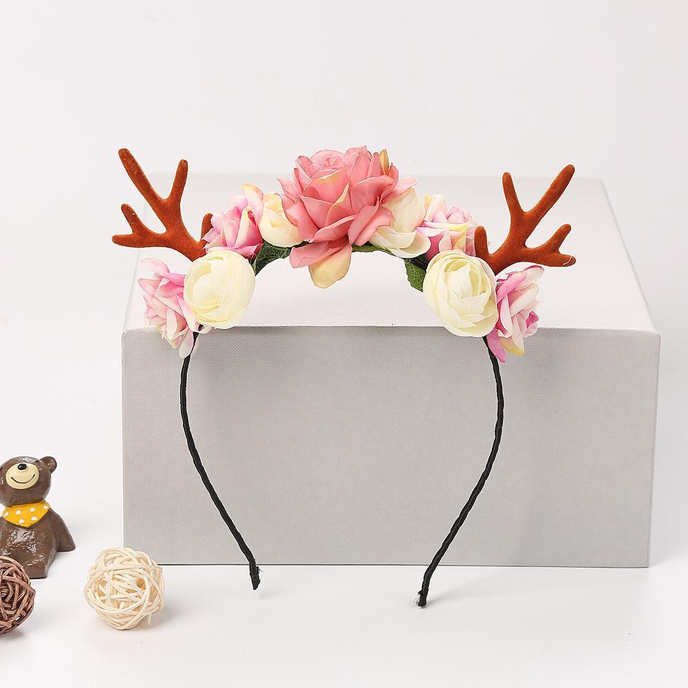 Navidad tocado diadema Nueva simulación Antler diadema Navidad diadema niños flor tocado DIY Navidad tocado