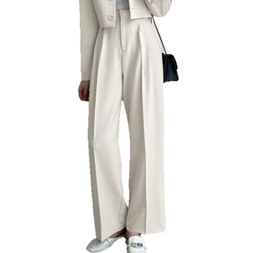 Straight Leg Wide Leg Pants with Drape, Korean Style Slimming Blazer-Like Pants, Multiple Colors, Loose Women's Long Pants