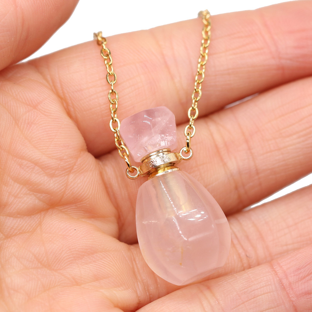 18g Weight Pendant Necklace Classification cable chain Chain Type 1 Piece Quantity Daily Occasion natural stone Material Perfume Bottle Pattern All Seasons Season Unisex Gender Classic Style Style Classic Style Perfume Bottle Natural Stone Cable Chain Pendant Necklace In Bulk 20