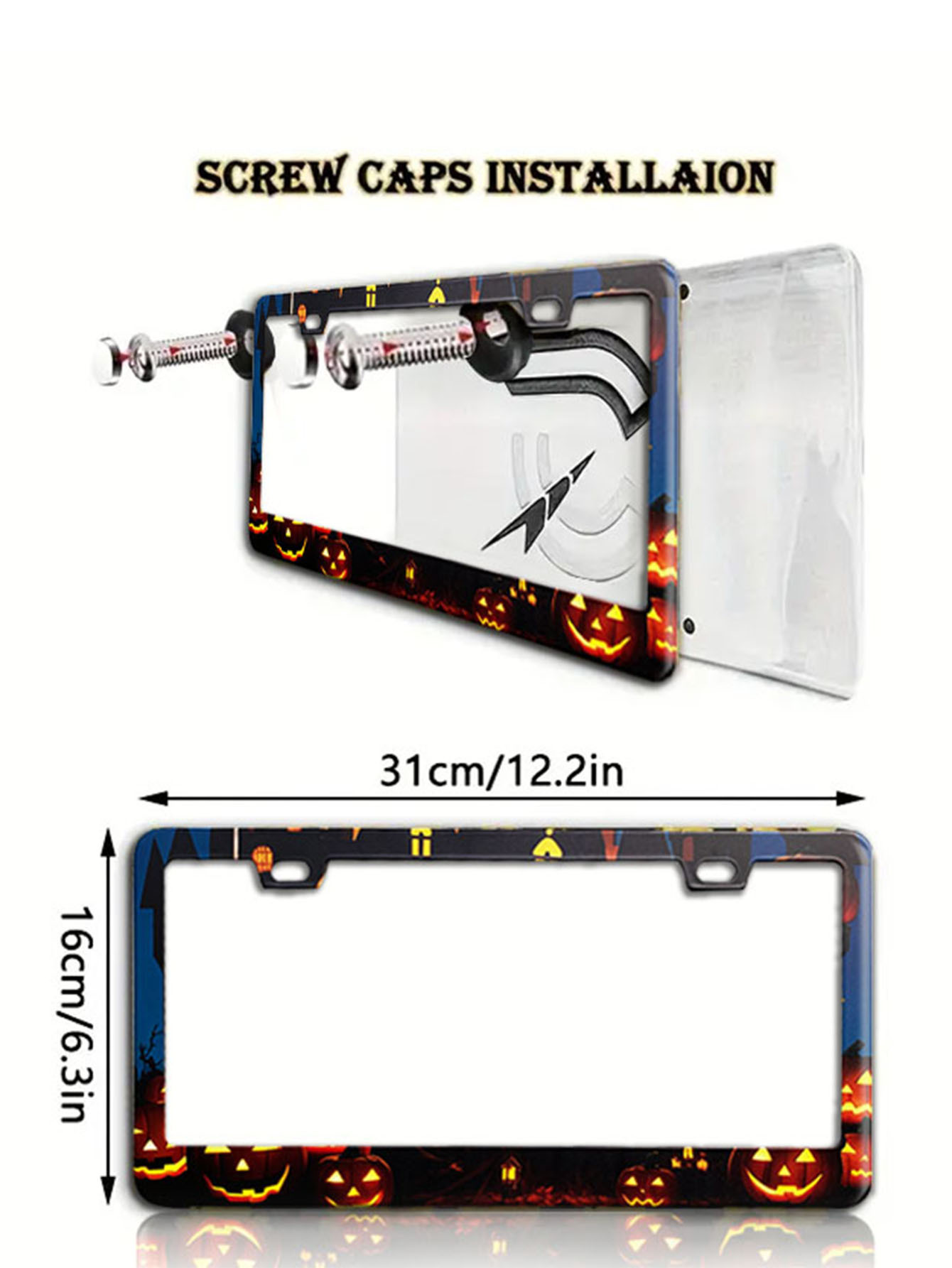 US regulations Halloween license plate frame UV craft pattern license plate frame license plate frame aluminum alloy stainless steel license plate frame