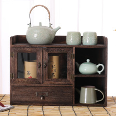 Desk organizer with three drawers, office box, desktop storage rack, solid wood storage cabinet, cosmetic shelf, bookshelf, cabinet with door