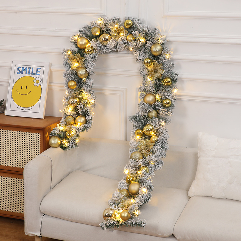 2.7m クリスマス籐グリーンスプレー白装飾ドア階段手すり窓レイアウト小道具メーカー卸売|undefined
