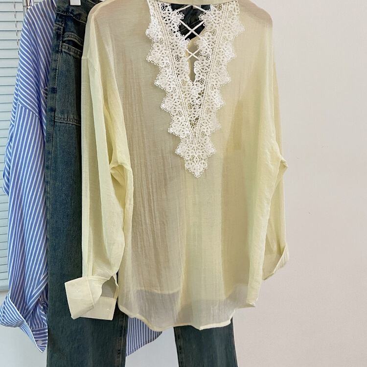Lace Shirt for Women, Hollow-Out Backless Loose Thin Long-Sleeve Sun Protection Top, 2025 Summer Hot-Selling Backless Shirt Lace Shirt for Women, Hollow-Out Backless Loose Thin Long-Sleeve Sun Protection Top, 2025 Summer Hot-Selling Backless Shirt