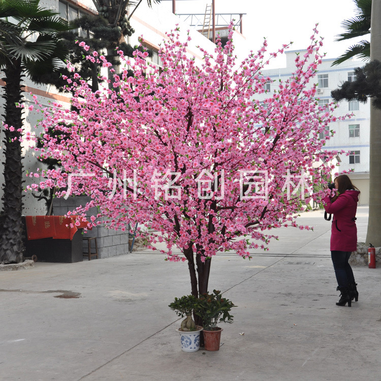 Árbol de durazno artificial melocotón flor artificial salón centro comercial boda exposición decoración piso árbol artificial fábrica ventas directas