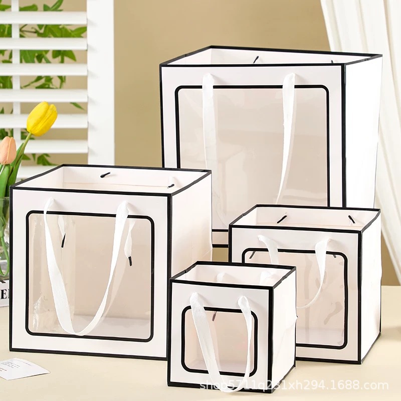 Bolsas de papel kraft espesa bolsa de mano bolsa de papel bolsa de flores al por mayor bolsa de regalo cuadrada