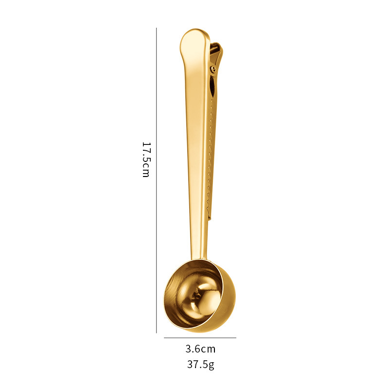430 clip de cuchara de café de acero inoxidable dos en uno cuchara de leche en polvo para el hogar cuchara de medición herramienta para hornear clip de sellado