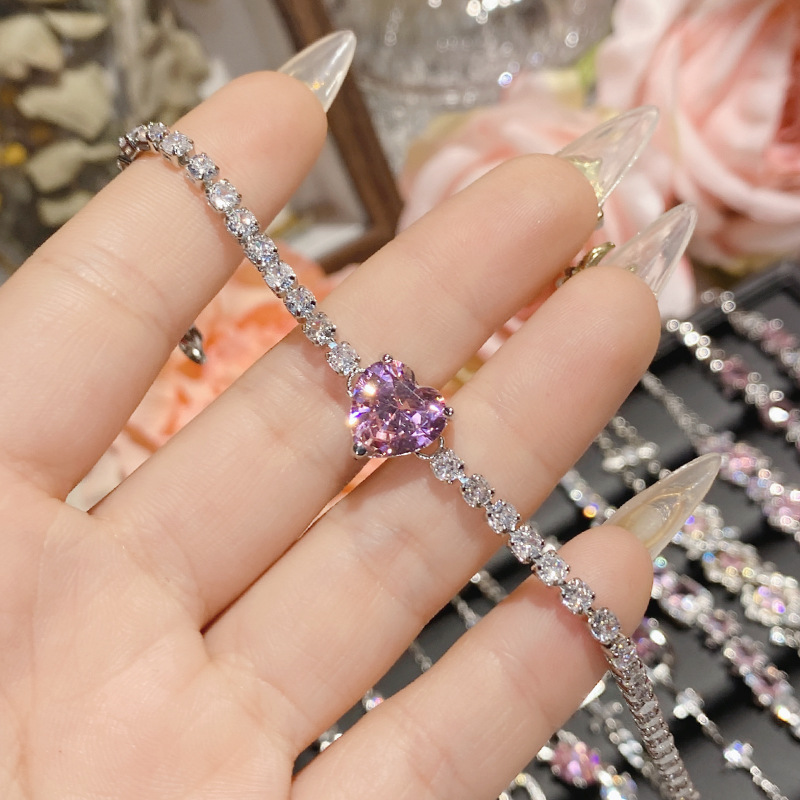 18g Weight Copper Pendant Material Zircon Inlay Material Bracelets Classification Copper Chain Material 1 Piece Quantity Holiday, Daily Occasion Copper Material Heart Shape, Flower, Bow Knot Pattern Women's Gender Inlay Design Cute, Simple Style Style Copper Inlay Heart Shape Flower Bow Knot Zircon Bracelets 8
