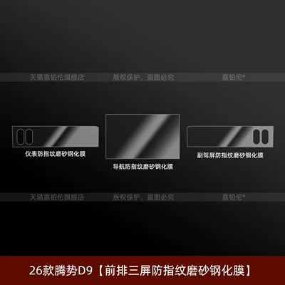 central control navigation screen tempered film, Car interior film - 26-models-of-the-second-generation-denza-d9-front-row-three-screen-anti-fingerprint-matte-tempered-film