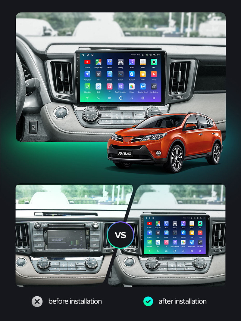 Suitable for Toyota 13-15 Rav4 Car Navigation Carplay Bluetooth Radio Dvd Android Large Screen Navigation Gps