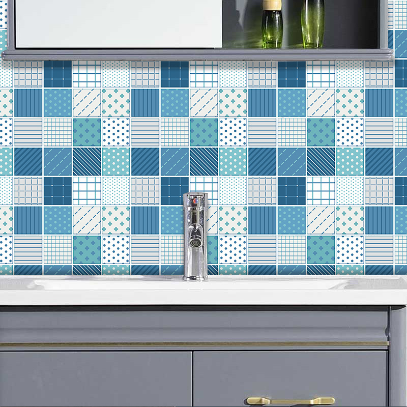 Fashion Contrast Color Geometric Lattice Tile Wall Stickers display picture 5