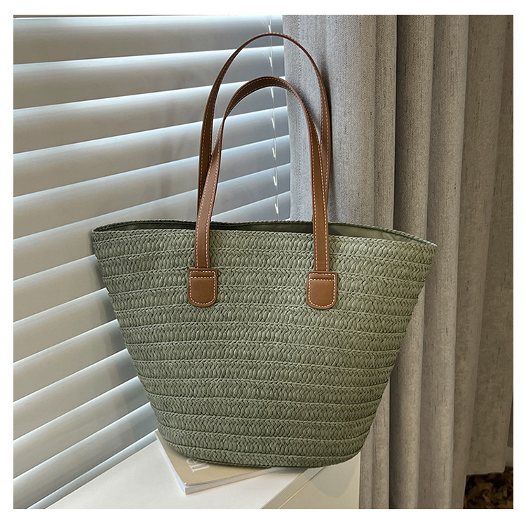 Straw Tote Bag - Khaki