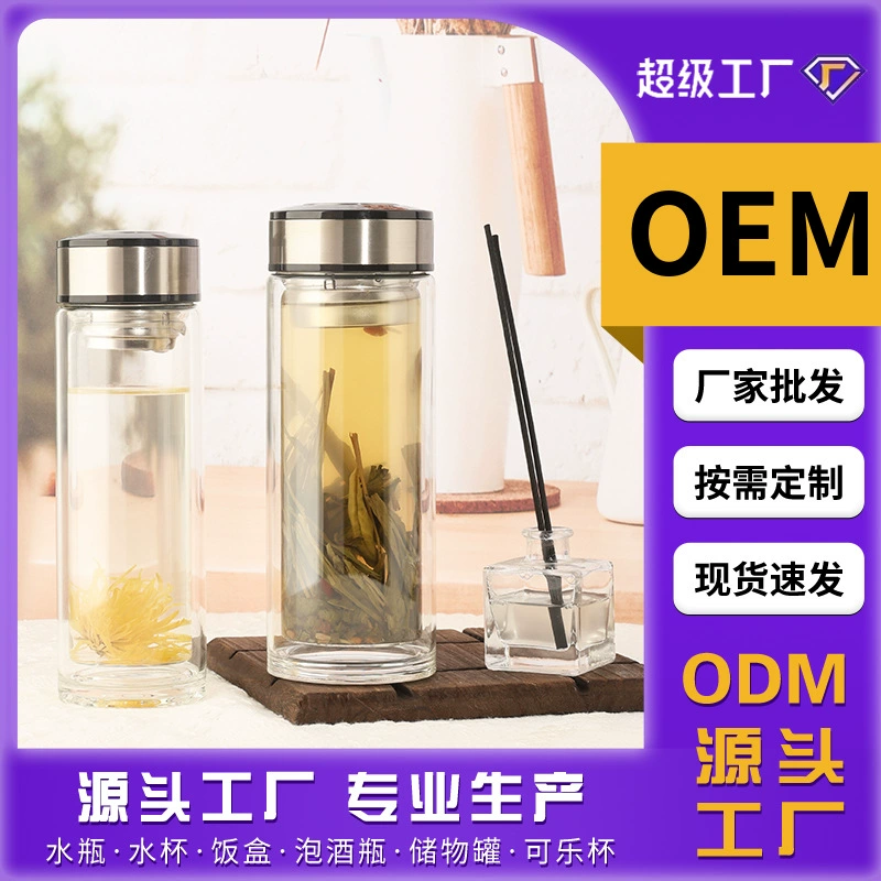 Высокоборосиликатное стекло двухслойная чайная чашка утолщение стеклянная чашка автомобильная бизнес-машина с сеткой для разделения чая и воды портативная чашка для воды