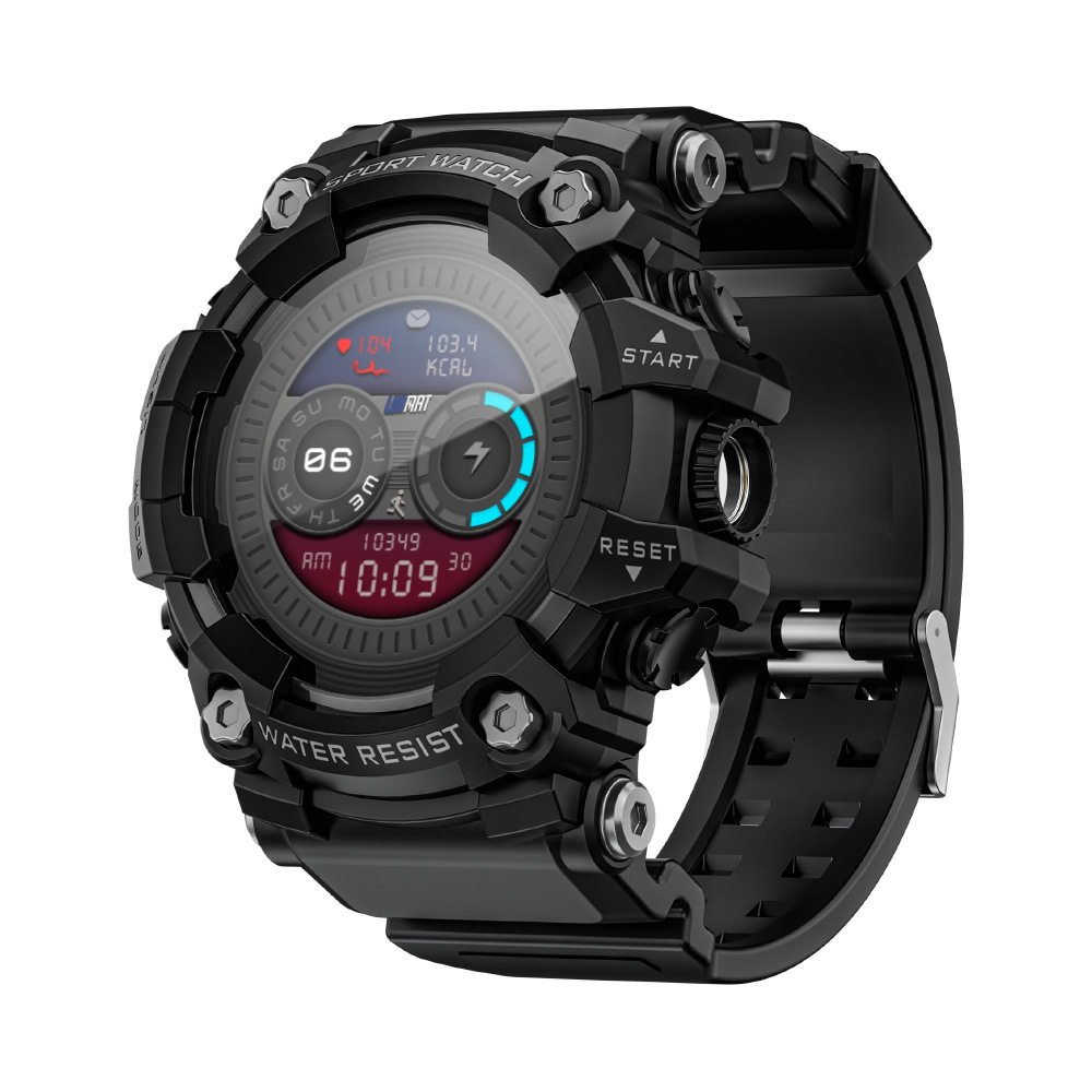 Reloj inteligente deportivo para exteriores LOKMATATTACKGT, resistente a tres elementos, con brújula, linterna, monitorización de salud y atracción magnética.