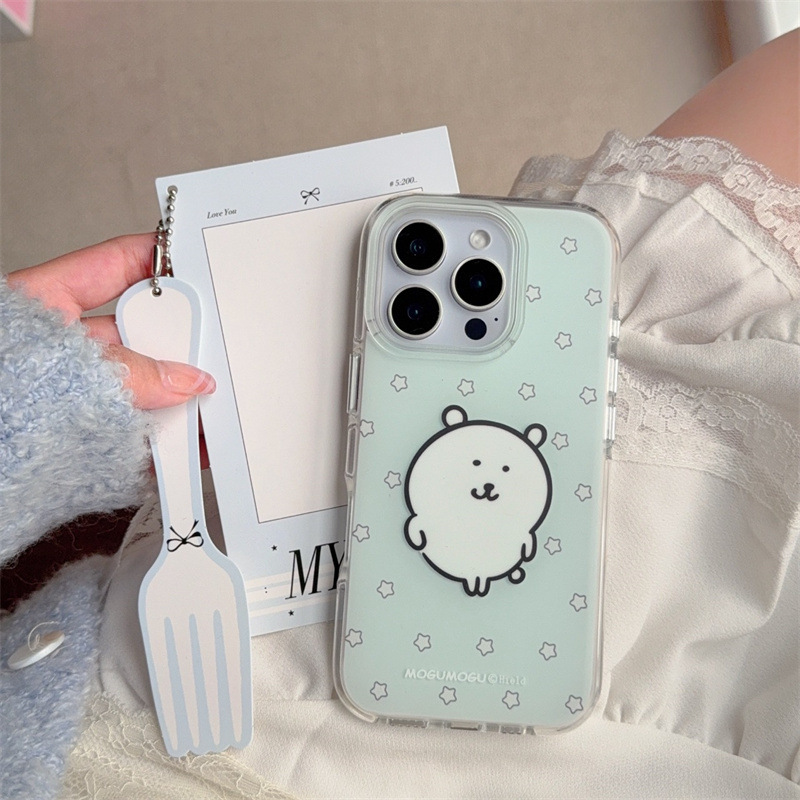 Pequeño oso de estrella verde menta fresca para iPhone16ProMax Apple 15Pro nueva pareja 14/13