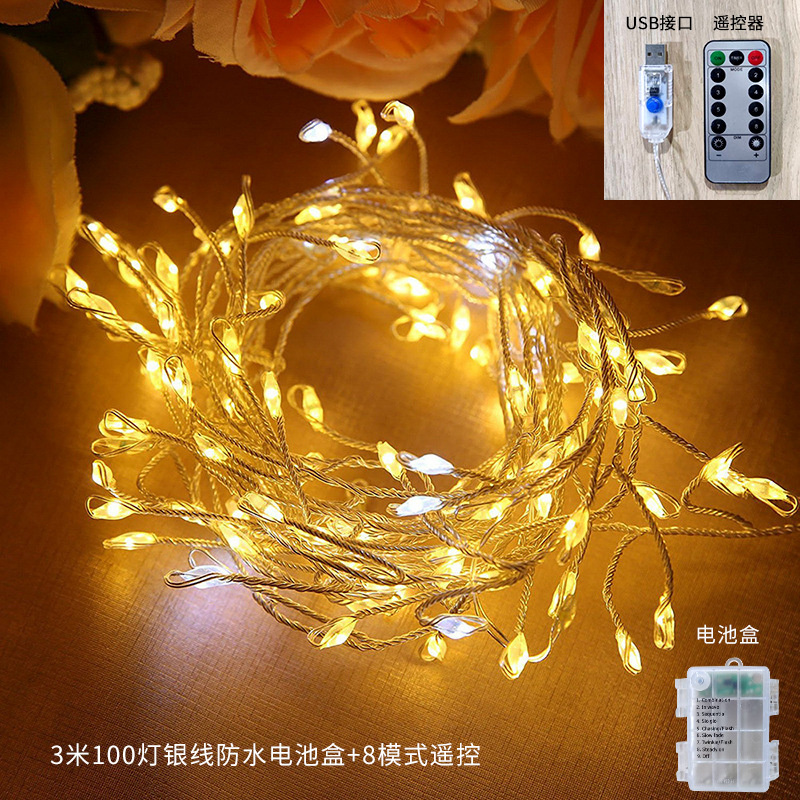 Nueva luz de cañón de látigo LED de Navidad, luz de cadena de alambre de cobre, luces de decoración de patio de vacaciones interiores y exteriores, luces de Navidad al por mayor