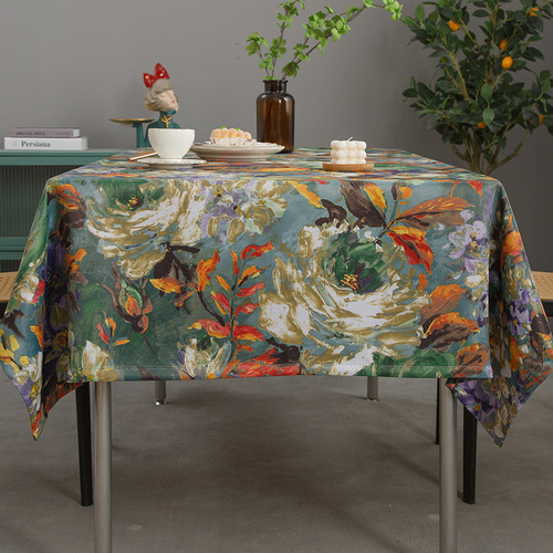 American light luxury retro oil painting dining table cloth ins style household non-slip coffee table table cloth school table cover cloth wholesale