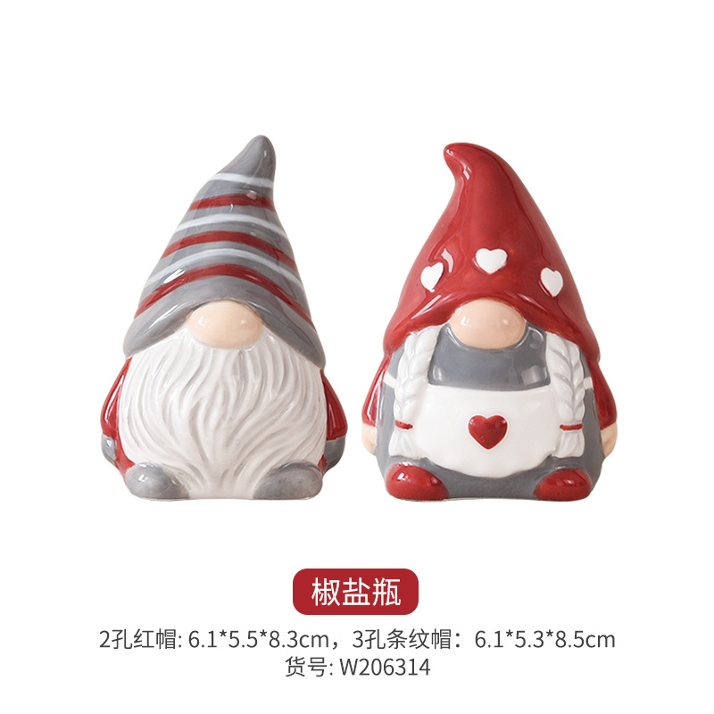 Nórdico Santa Claus cerámica sal de pimienta botella de pimienta elfo navideño creativo decoración de alto valor en relieve decorable