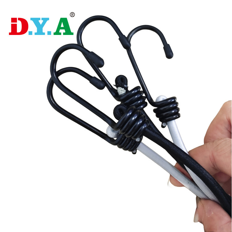 五金用弹力绳规格5mm*50cm白色黑色包塑头双头钩带钩弹力绳可定