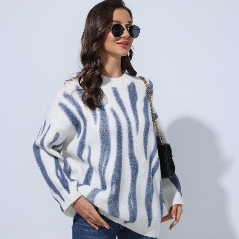 women s printed pullover loose sweater nihaostyles clothing wholesale NSBY76606