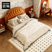 8KIJ歌顿法式复古软包布艺床主卧室双人床1.8米大床欧式中古公主